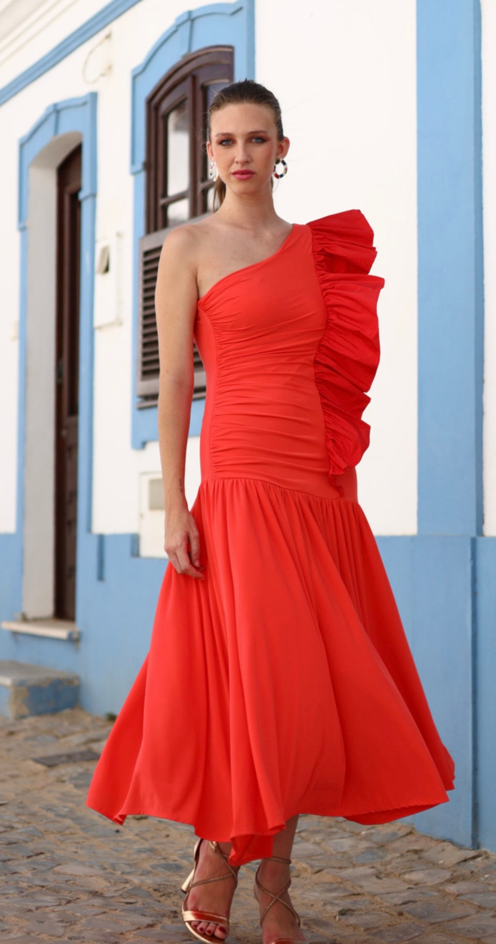 Vestido Andina rojo coral