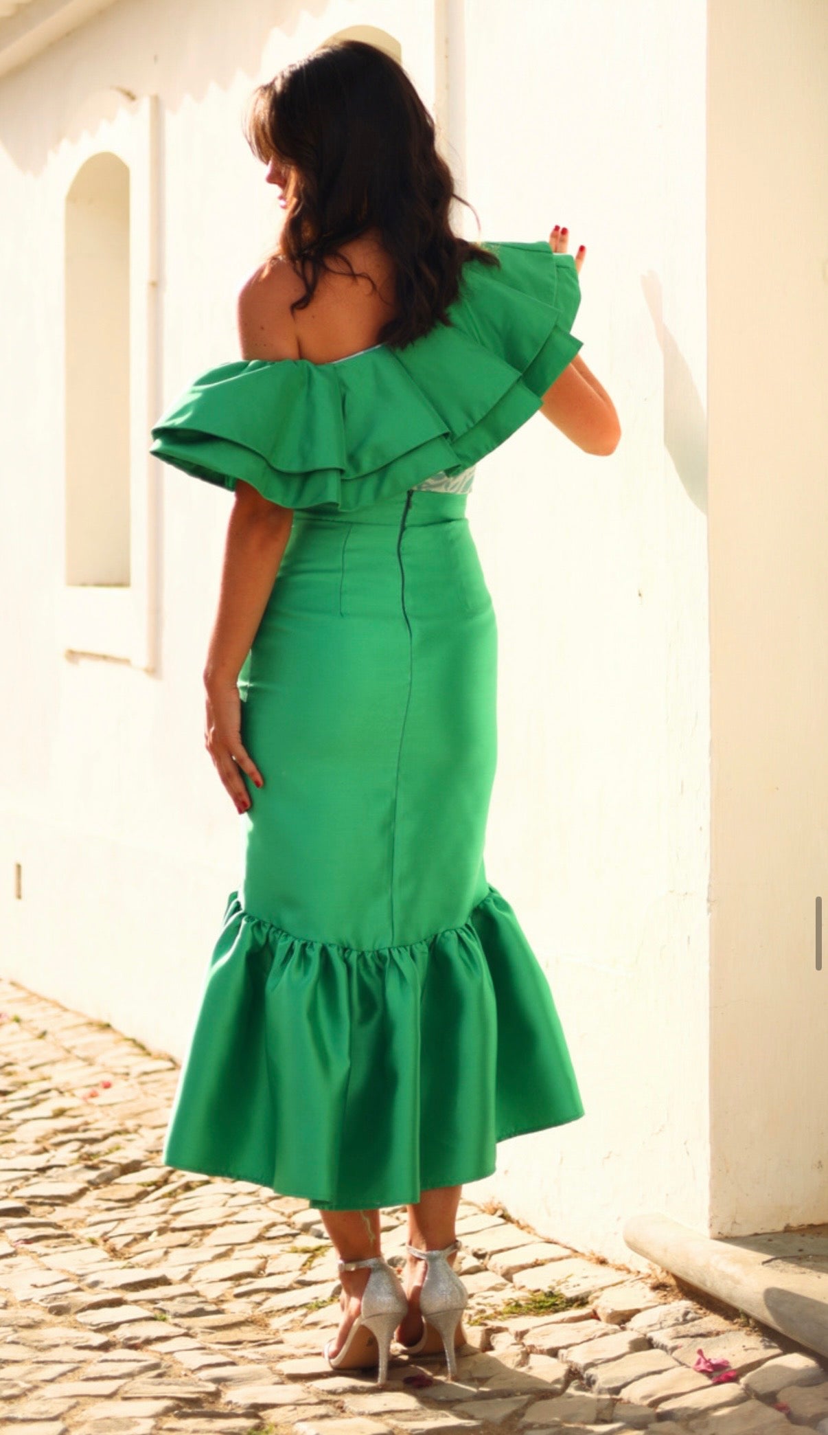 Conjunto top y falda Camelia verde