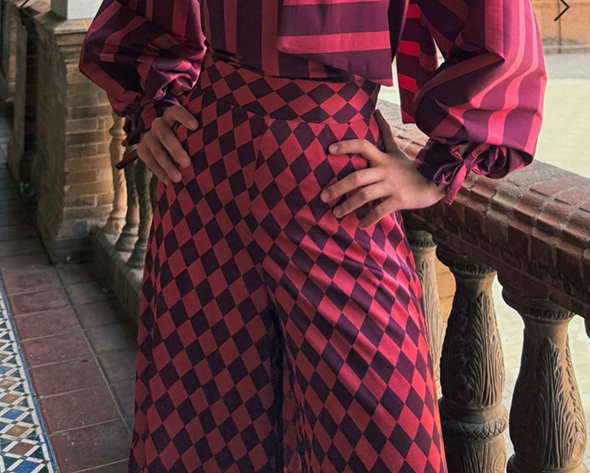 Pantalón Arlequín Burdeos