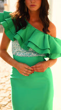 Conjunto top y falda Camelia verde